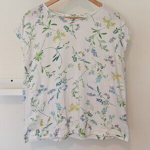 Coldwater Creek Botanical Casual Comfort Tee Women's M Petite Watercolor Floral